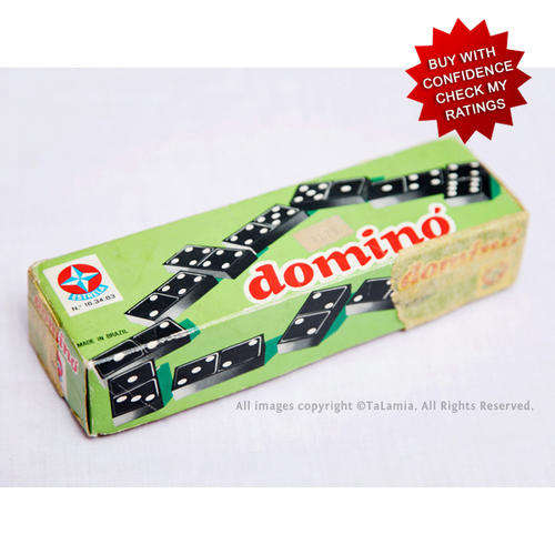 Vintage wooden domino set made in Brazil by Estrela
