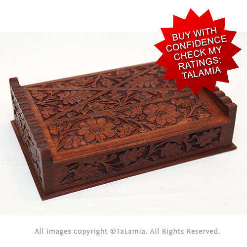 Large antique look wooden box intricately carved - so many uses