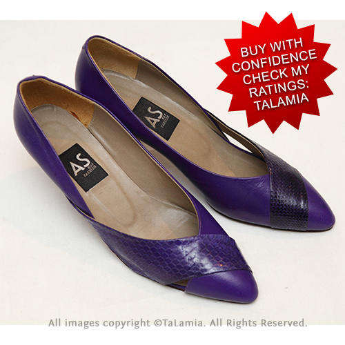 Vintage deep purple genuine LEATHER heels AS Hot Fashion label