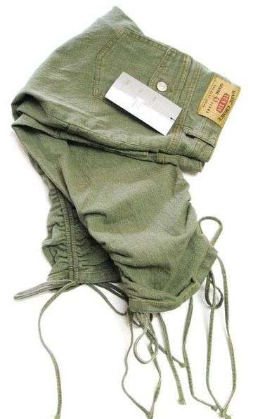 2 PCS COMBO - Three quarter jeans with ties (camo green & ochre yellow)