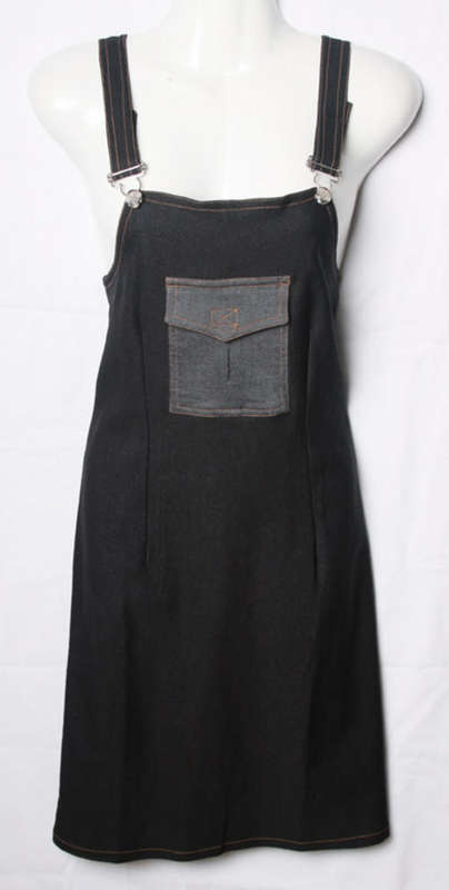 Ladies black dungaree dress