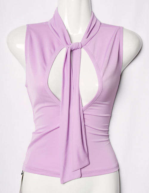 Stunningly sexy lilac stretch top with sensual keyhole front