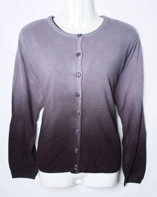 Duo-toned grey blue and black long sleeved ladies 2 PC sweater jersey set
