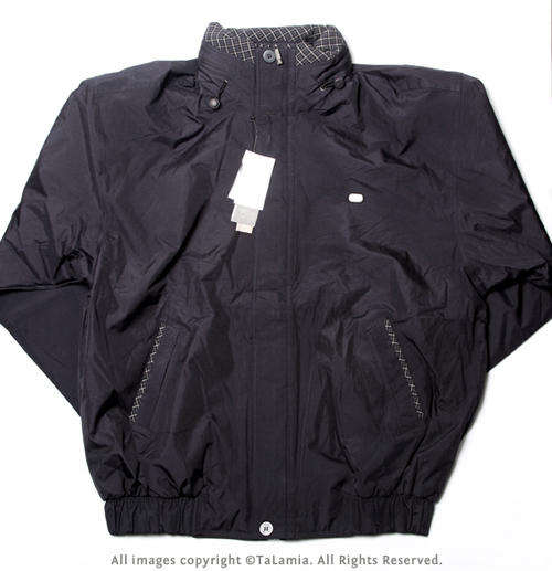 Mens black padded warm jacket with convertible hoodie collar
