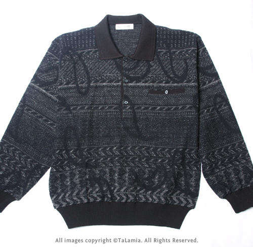 Mens dark grey and black WOOL MIX sweater top