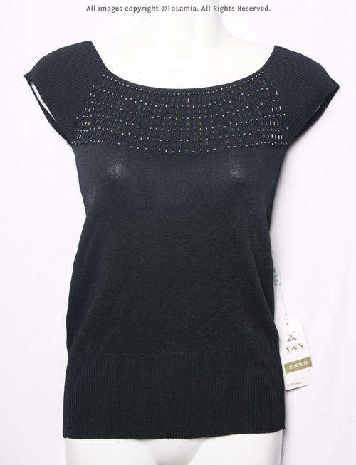 Beautiful womens black fashionable top with dark beading