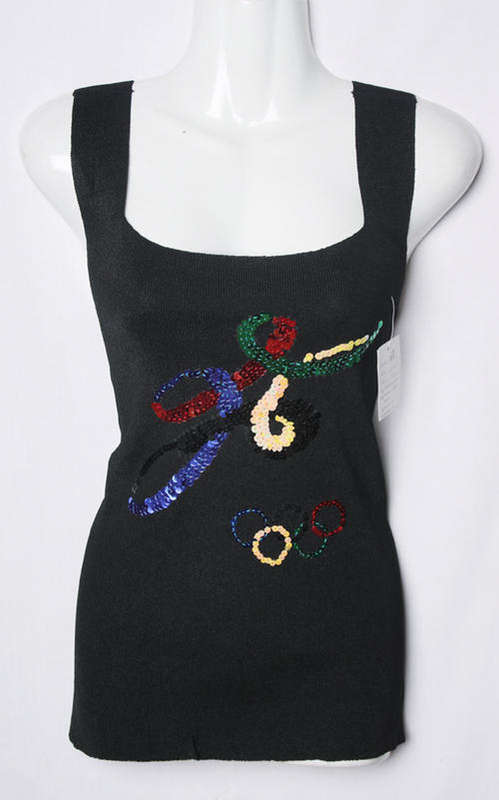 Womens black stretch fashion top with beautiful sequence