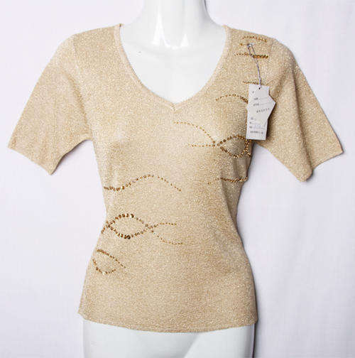 Gorgeous glitsy ladies gold light sweater top