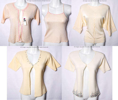 5 PCS light peach and yellow cream ladies sweater jersey tops collection