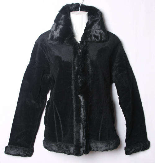 Womens beautiful black faux suede and fur jacket