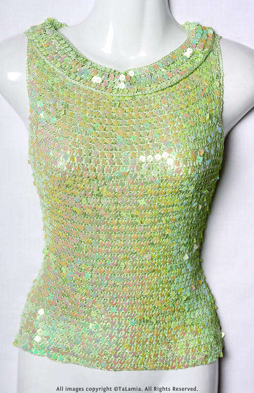 Glam crisp green sleeveless shimmer show stopper top