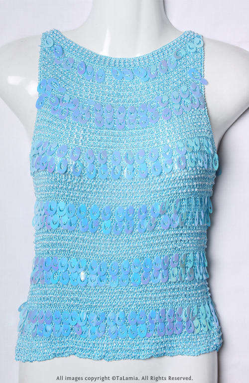 Glam blue sleeveless shimmer show stopper top