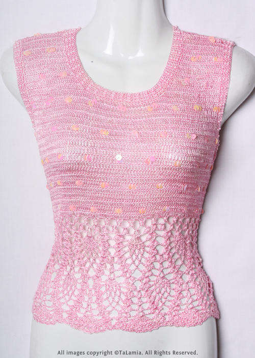 Gorgeous ladies pink sleeveless crochet top