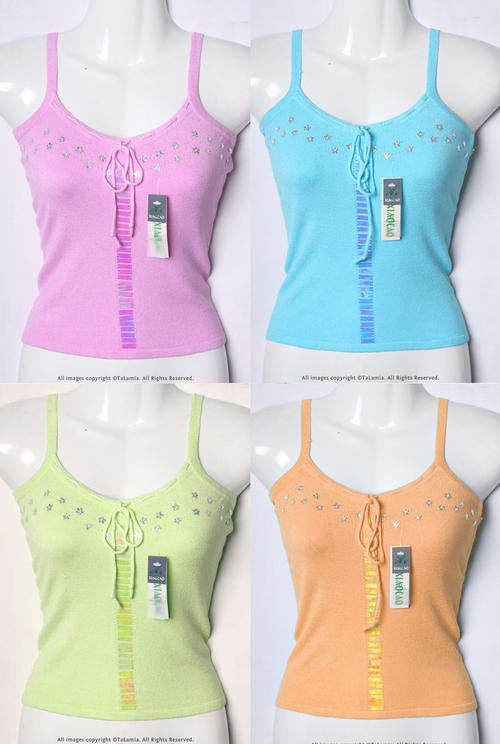 4 PCS Ladies lovely cotton stretch tops pink blue green and orange