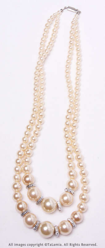 Stunning ladies high quality vintage faux pearl necklace double strand