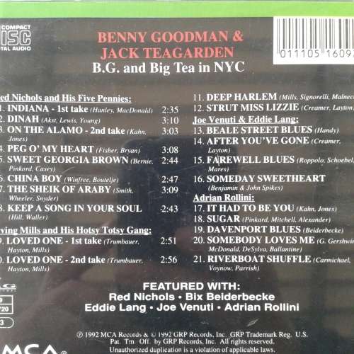 Benny Goodman and Jack Teagarden - B.G. and Big Tea In NYC (1992)