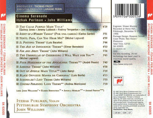 Itzhak Perlman, John Williams - The Pittsburgh Symphony Orchestra - Cinema Serenade [Import] (1997)