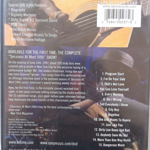 Keb` Mo` - Sessions At West 54th, The Way The Music Looks Now [DVD] (US release) (2000)
