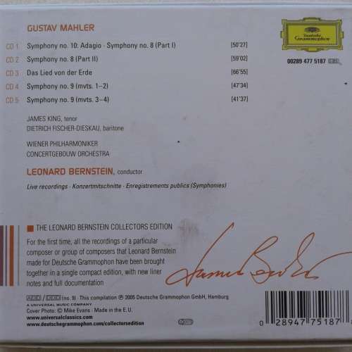 Mahler - Bernstein - Mahler III: Symphonies Nos. 8-10 / Das Lied Von Der Erde [5 CD Box] (2005)