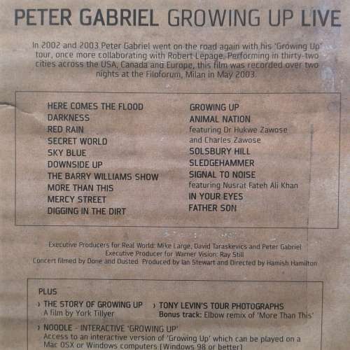 Peter Gabriel - Growing Up Live [DVD] (2003)