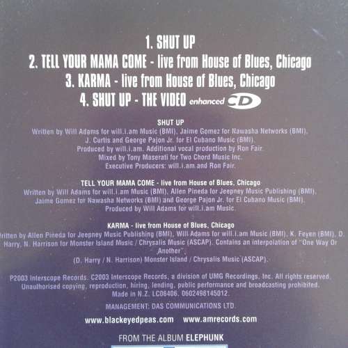 The Blackeyed Peas - Shut Up (Import CD single)  (2003)