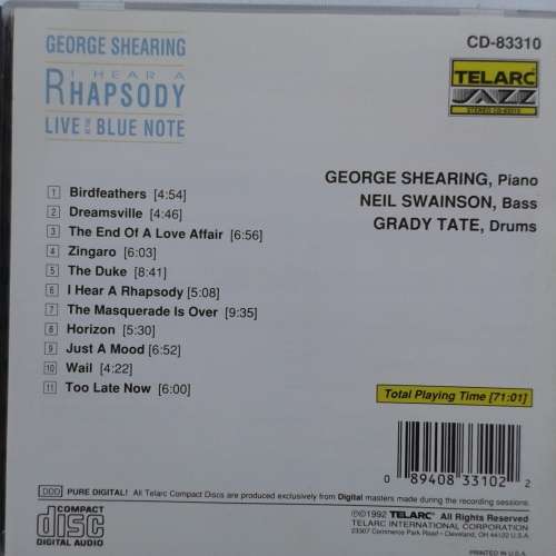 George Shearing - I Hear A Rhapsody: Live At The Blue Note (1992)