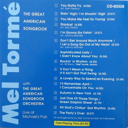 Mel Tormé - The Great American Songbook: Live At Michael`s Pub (1993)