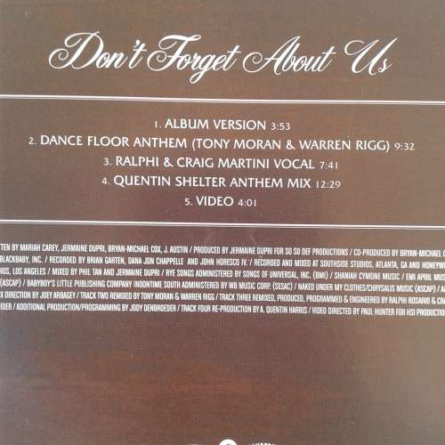 Mariah Carey - Don`t Forget About Us [Import CD single] (2005)