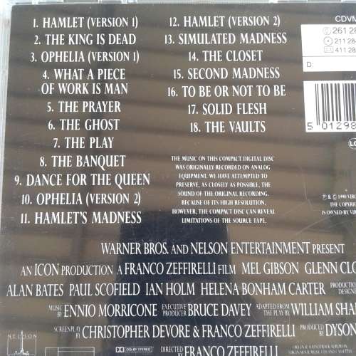 Hamlet (Original Motion Picture Soundtrack) - Ennio Morricone [Import CD] (1990)
