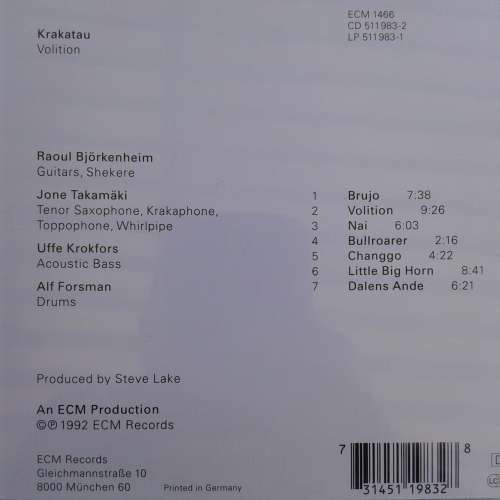 Krakatau - Volition [ECM] (1992)   *****