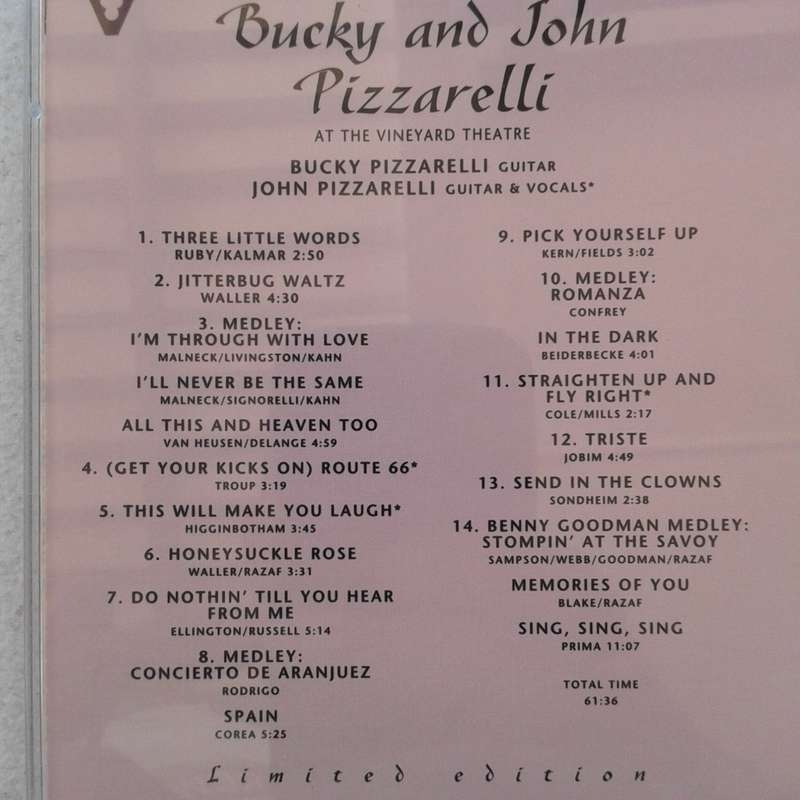 Bucky And John Pizzarelli - Live At The Vineyard [Ltd Ed] (1995)