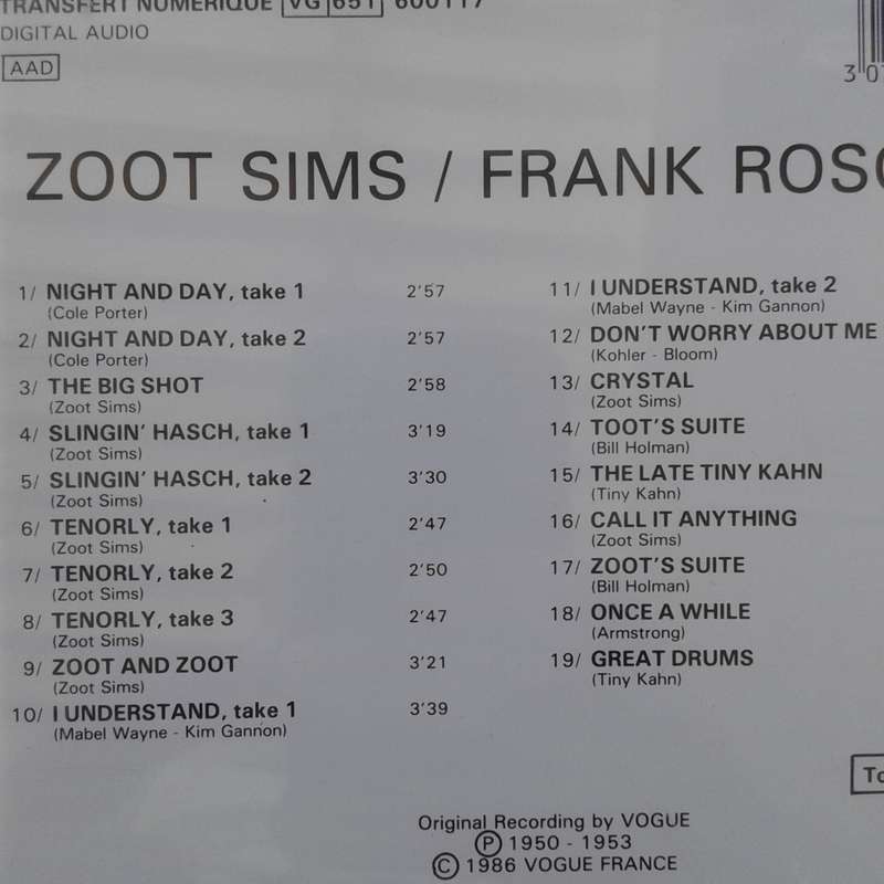 Zoot Sims / Frank Rosolino - Sims / Rosolino (1986)