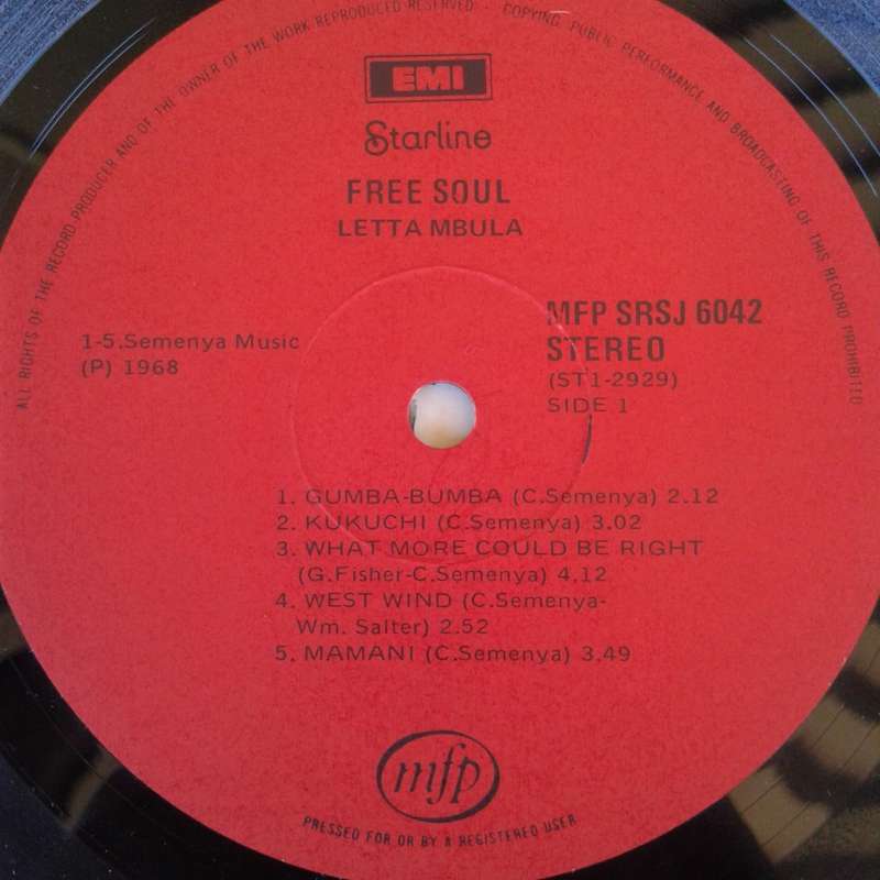 VINYL - Letta Mbulu - Free Soul (SA press VG+/VG+) [MFP red label]