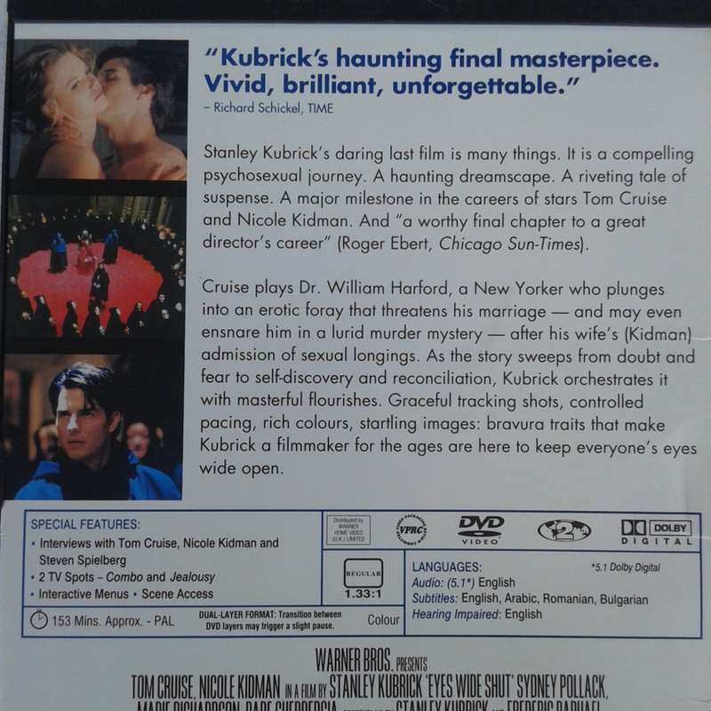 Eyes Wide Shut (A Stanley Kubrick Film) - Cruise / Kidman (1999) [DVD Movie]