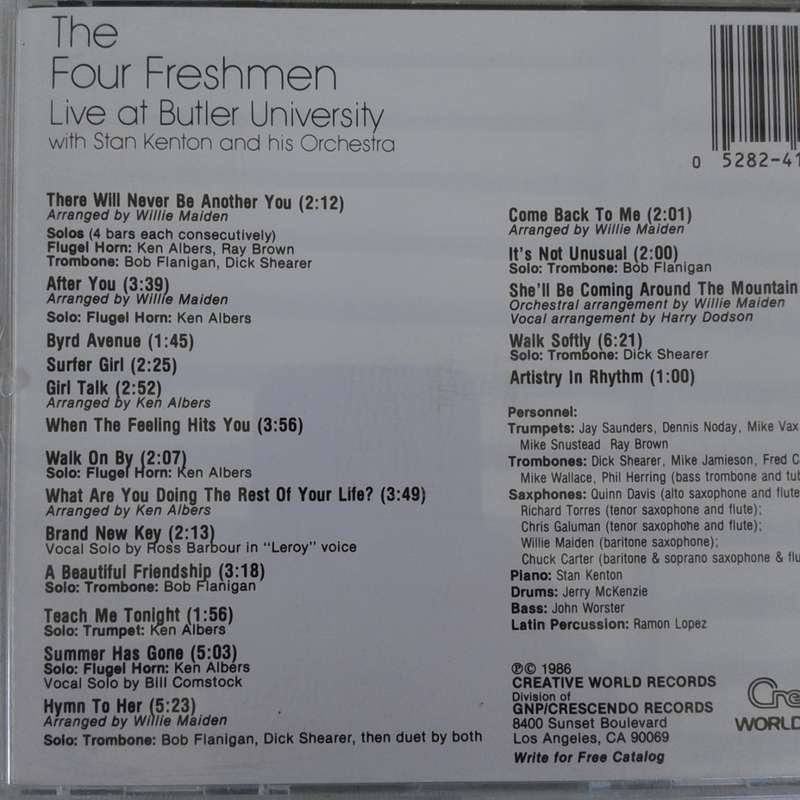 The Four Freshmen With Stan Kenton And His Orchestra - Live At Butler University (1989)