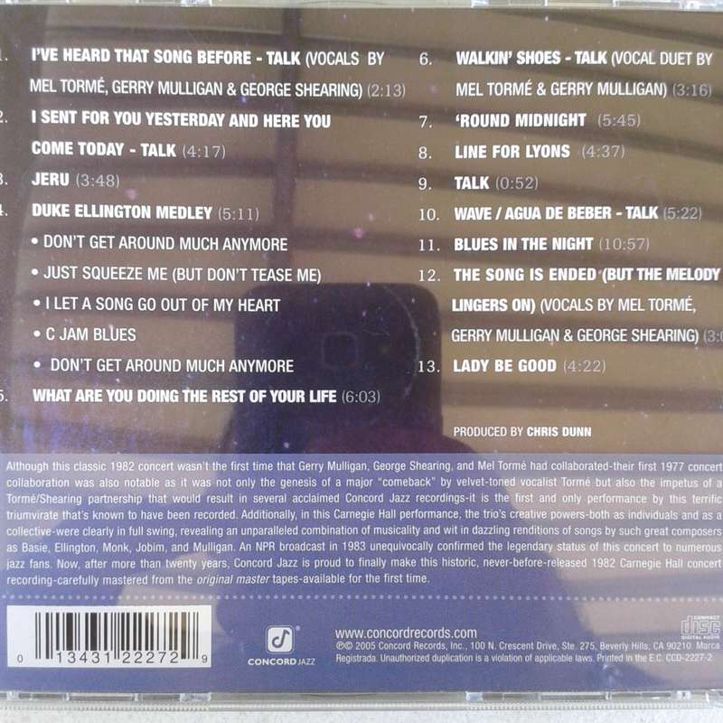 Mel Tormé, Gerry Mulligan, George Shearing - The Classic Concert Live (2005)