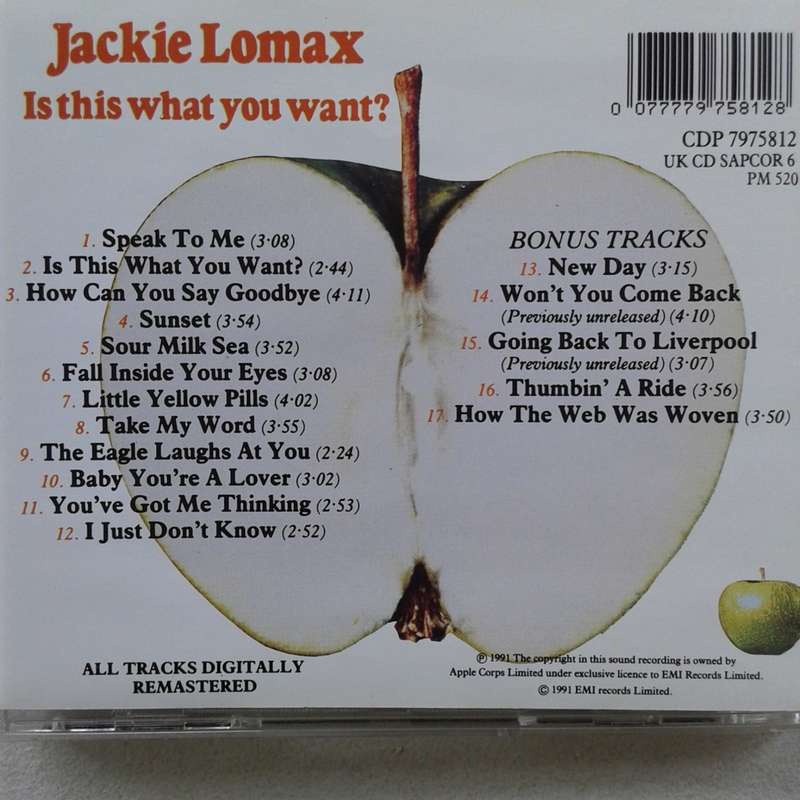 Jackie Lomax - Is This What You Want? [UK Import CD] (1969/re1991)