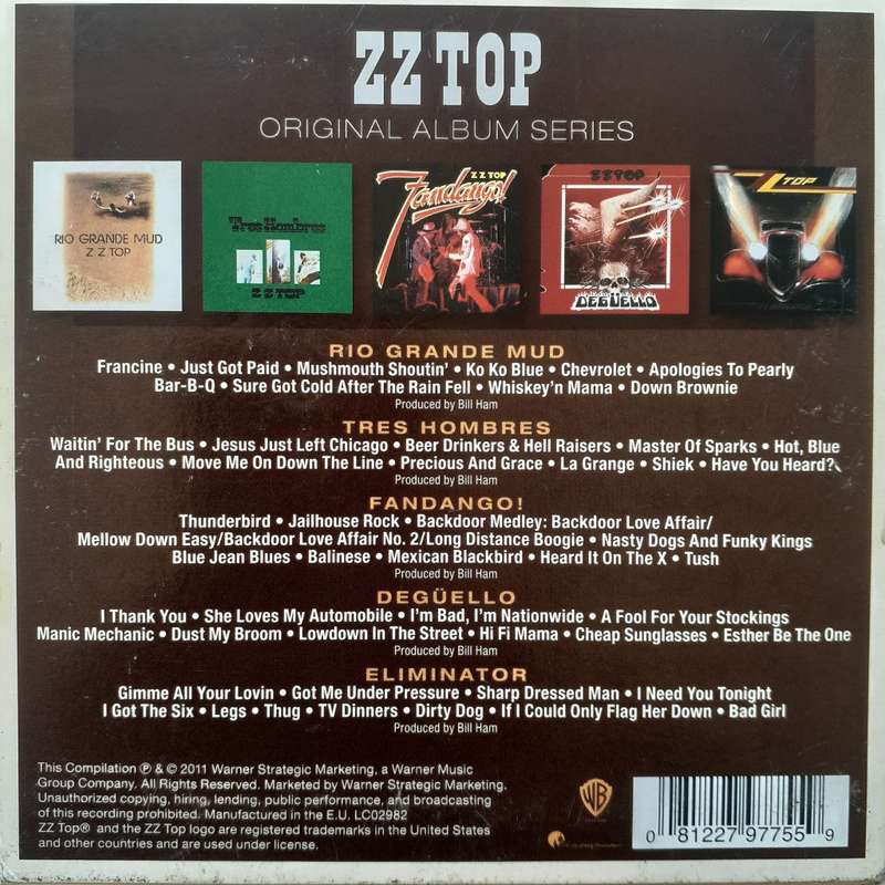ZZ Top Original Album Series 5CD Box Import 2011