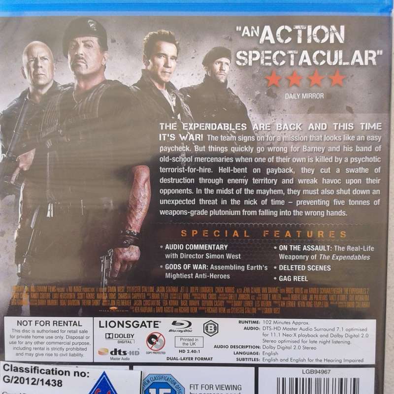 Expendables 2 - Stallone / Statham / Norris [Blu-ray Movie]