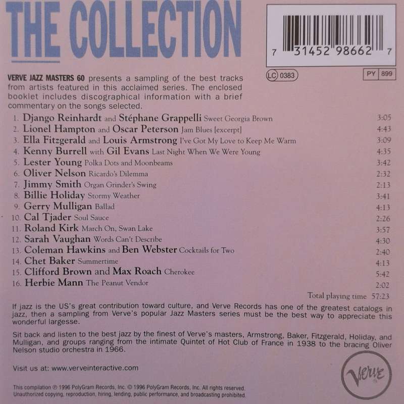 The Collection: Verve Jazz Masters 60 - Various Artists [Import CD] (1996)