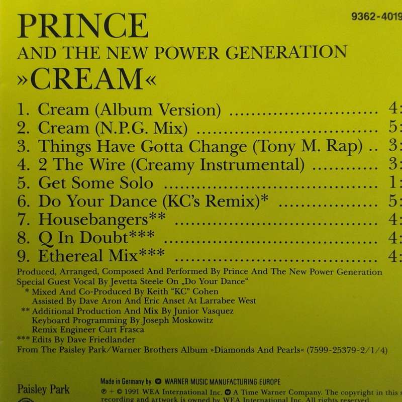 Prince And The New Power Generation - Cream Remixes [Import CD] (1991)