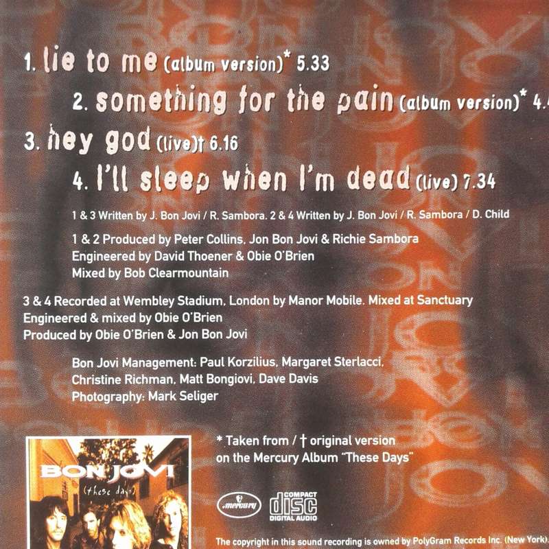 Bon Jovi - Lie To Me [Import CD single] (1995)