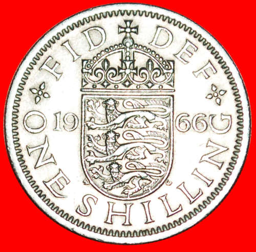· ENGLISH CREST: UNITED KINGDOM  1 SHILLING 1966! · LOW START! · NO RESERVE!