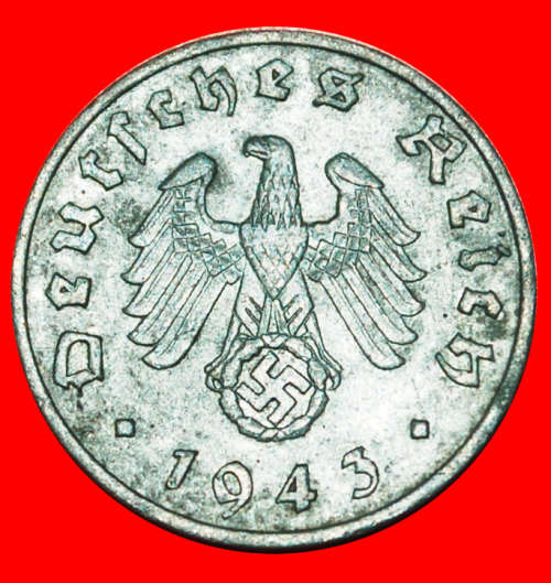 * SWASTIKA: GERMANY  1 PFENNIG 1943F! TYPE 1940-1945 THIRD REICH 1933-1945· LOW START!· NO RESERVE!