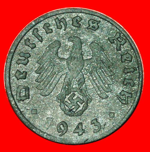 * SWASTIKA: GERMANY 1 PFENNIG 1943D! TYPE 1940-1945 THIRD REICH 1933-1945 · LOW START! · NO RESERVE!