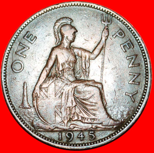 * MISTRESS OF THE SEAS * UNITED KINGDOM PENNY 1945 GEORGE VI (1937-1952)! · LOW START! · NO RESERVE!
