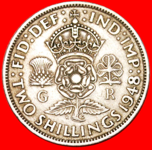 * TUDOR ROSE: UNITED KINGDOM 2 SHILLINGS  1948 GEORGE VI (1937-1952)! · LOW START! · NO RESERVE!