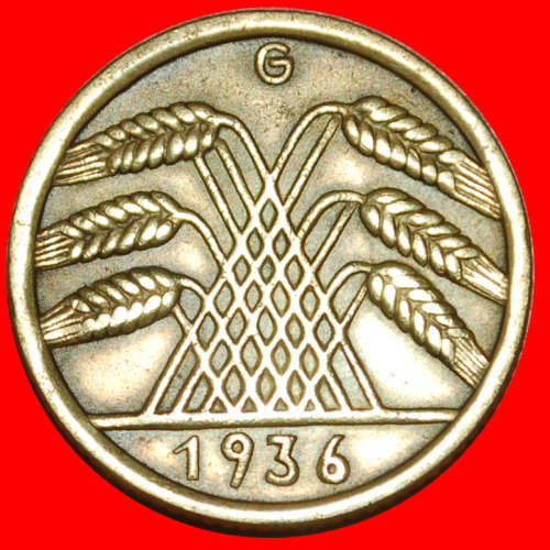 * THIRD REICH (1933-1945): GERMANY  10 REICHSPFENNIGS 1936G UNCOMMON! · LOW START! · NO RESERVE!