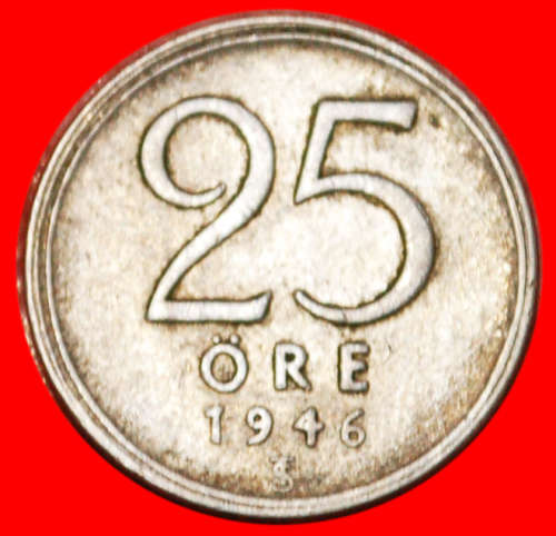 * SILVER: SWEDEN  25 ORE 1946! GUSTAV V (1907-1950) · LOW START!· NO RESERVE!