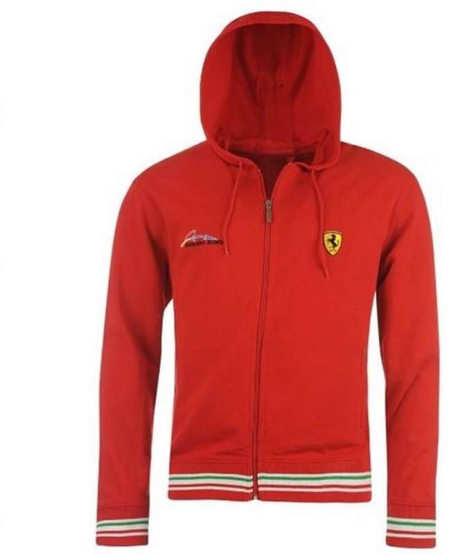 Ferrari Mens Alonso Hooded Hoodie Sweat Jacket Red - Large - L